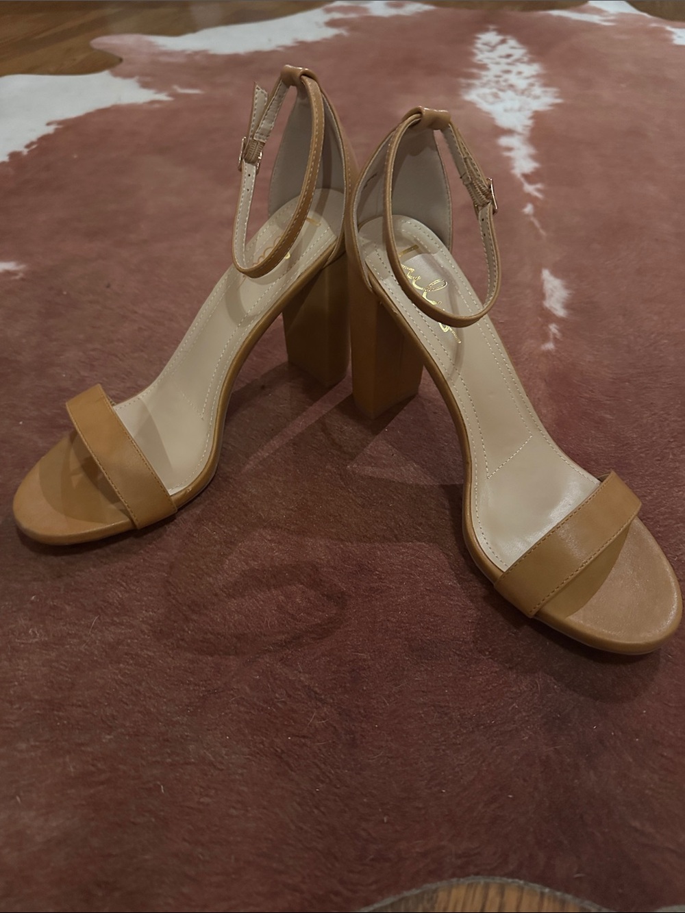 Lulu's Tan Ankle-Strap Block Heels